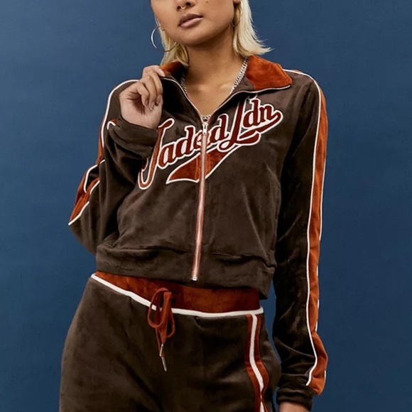 Jaded London Brown Velour Tracksuit Top 4 brown jacket - Picture 5 of 9
